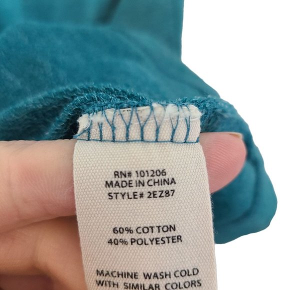 Soft Surroundings Womens S Green Long Sleeves Overlap Collar Terry Tunic Top - Picture 8 of 9